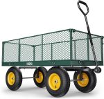 Steel Garden Cart, 2-in-1 1400 lbs Heavy Duty Utility Wagon, with Removable Mesh Sides to Convert into Flatbed, 240 U-Turn 13" Pneumatic Tires Garden Wagon for Farm Yard Lawn Garden Camping - Image 31